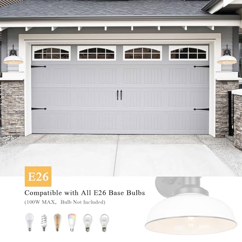 Outdoor Barn Lights, Rustic Outdoor Wall Sconces, Farmhouse Exterior Wall Mount Lights, Vintage Indoor Wall Lighting Fixtures, Industrial Lantern Lamps for Porch, Garage, Patio, Shed - color: White, size: 02RZ007-2 PACK(Not Dusk to Dawn)
