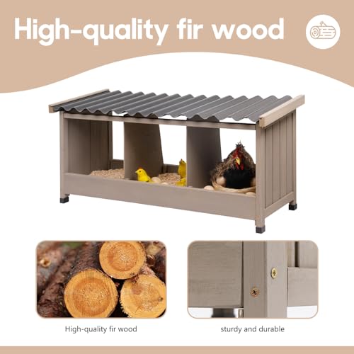 Nesting Boxe for Chickens, 3 Compartments Wooden Chicken Coop, Wall-Mounted Chicken Nesting Box for Laying Eggs with PVC Roof, Easy Install Nesting Boxes Accessories for Chickens, Hens, Ducks