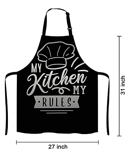 Be Quote about Cooking Kitchen Apron for Men Women, My Kitchen my Rules Adjustable Bib Apron Kitchen Cooking Baking Gardening Apron for Women Men - color: Multi Lf264