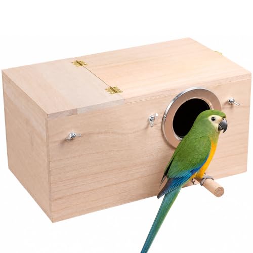 YJJKJ Wood Parakeet Nest Box Pet Bird House Parrot Breeding Mating Box Bird Cage Box for Lovebirds Cockatiel Parrotlets Budgerigar Parakeet (XL) - size: Extra Large