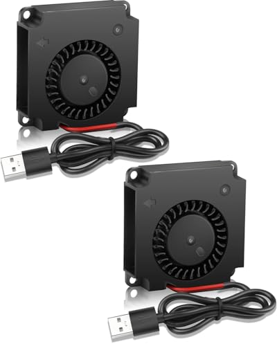 GDSTIME 40mm USB Blower Fan with 3 Speed Control, DC 5V Powered, 2-Pack | Hydraulic Bearing, L/M/H Adjustable, 40x40x10mm, 4010, Micro 5 Volt, Brushless Turbo, for Small Electronics DIY Cooling - size: 40x10mm