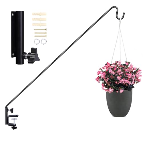 Deck Hook Outdoor Hanging Brackets：43 Inches Wall Mounted Hook Plants & Wind Chimes Risk-Free Lanterns Large Wind Chimes Lanterns - size: 43"Deck hook with 1 pack wall-mounted part