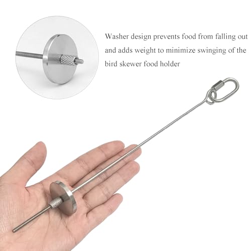 2pcs Hanging Bird Treat Skewer Parrot Fruit Feeder, 13 Inch Stainless Steel Bird Food Holder Parrot Fruit Food Skewer with Washer Nut Parakeet Treat Holder Feeder for Parrot Budgie Conure, LXLVOUEG - size: Screw-13inches-2P