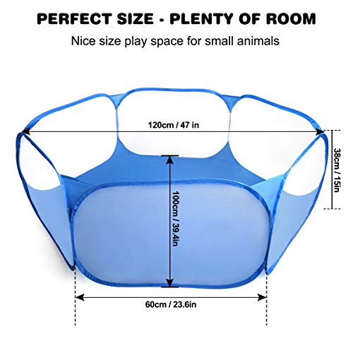 Guinea Pig Cage Rabbit Cage Indoor with Mat Playpen Perfect Size for Small Animal Pet Play Pen Easy to Clean Exercise Yard Fence Portable Tent for Hamsters, Chinchillas, Hedgehog, Puppy, Cats - color: Skyblue