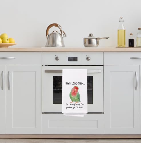 Parrot Kitchen Towel Decorative,I May Look Calm... Funny Parrots Gifts Dish Towels,Parrot Lover Gifts Hand Towels Drying Cloth for Kitchen Bathroom Decor,16x24 Inch - color: Funny-parrot