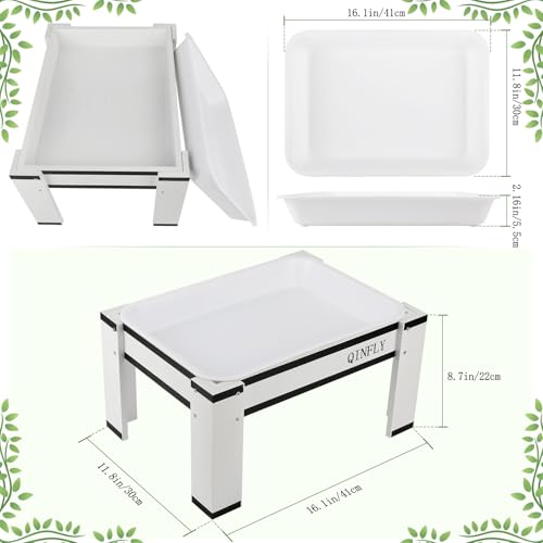 Large Chicken Picnic Table Feeders with Removable Plastic Tray | Feeder No Waste Starter Kit,Coop Accessories for Real Chickens Supplies - color: White-Black