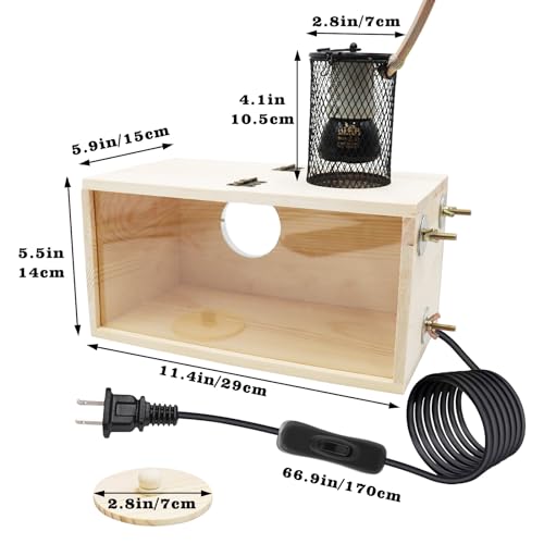 Bird House Incubator, Bird Nesting Box with Heat Lamp, 75W Ceramic Heat Emitter Heater Lamp, Birdcage Accessories, Suitable for Parrot Parakeet Cockatiel Lovebirds Budgie
