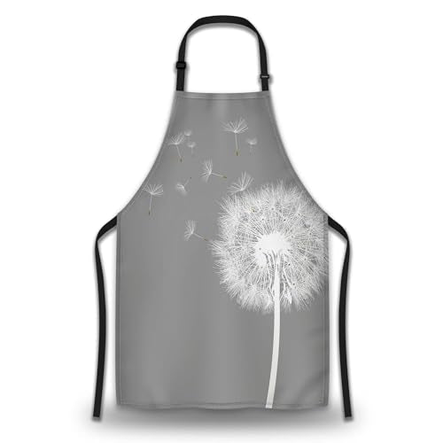 Cooking Apron for Women Dandelion Kitchen Aprons for Men for Kitchen Restaurant BBQ Painting Crafting Gardening 27” (W) x 31” (H), Waterproof Apron - color: Dandelion