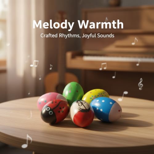 Musfunny Egg Shakers Percussion Instruments: 6Pcs Wooden Maracas | Hand Percussion Egg Shaker, Loud Resonant Sound Musical Instrument for Music Education Parties Classroom Rhythm - color: Colorful