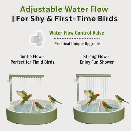 Automatic Bird Bath, Parrot Shower with Circulating Water, White Pipe | Indoor Parrot Bath Cage Accessories with Circulation Pump for Parakeet Budgie Cockatiel Finches Cockatoo Conure Pet Bird - color: withe pipe