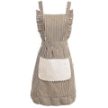 Cute Cotton Apron for Women, Adjustable Bib Cooking Kitchen Aprons with Pockets for BBQ Drawing Baking - color: Brown
