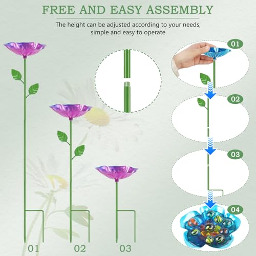 2 Pcs Bee Watering Station, Bee Feeder Bee Waterer Bee Bath for Garden | Metal, Flower-shaped, with Glass Marbles, Detachable, Bee Watering for Outdoor Garden Courtyard Decor - color: 2PCS-Flower