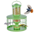 Caged Bird Feeders Squirrel-Proof, Metal, 2.8Lbs Capacity-Cage Tube Seed Feeders with Tray, Hanging Wild Bird Feeders, Attract Birds,Detachable Cleaning, Starling Proof Wild Bird Feeder（Green） - color: Green
