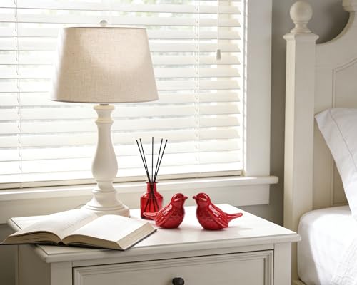 Set of 2 Ceramic Red Bird Figurines, 3.75 Inch Modern Bird Statues Home Decor, Cute Small Knick Knacks for Shelf, Office, Living Room, Bathroom, Kitchen, Housewarming Gift - color: Red