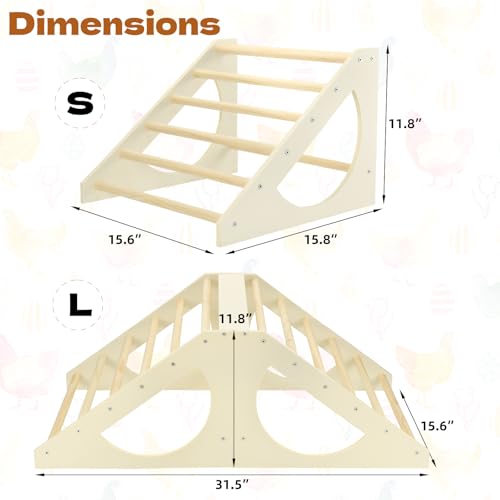 Chicken Roosting Bar Solid Wood Roosting Ladder Poultry Perch Stand Jungle Gym for Backyards Chicken Coops Farms Chicken Toy for Chicks Hens Roosters Large Birds Parrots Macaws S - size: Small