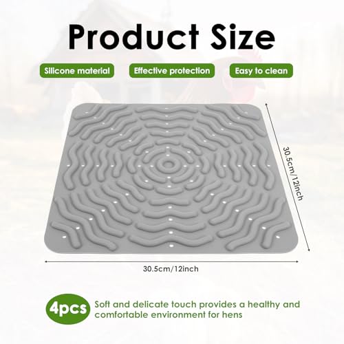 4 Pcs Chicken Nesting Pads, 12 inch Washable & Reusable Nesting Box Mat, Chicken Nest Mats, Soft Silicone Chickens Bedding Pad Laying Egg Mat for Hens Laying Egg