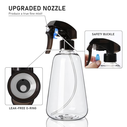 Spray Bottle 2 Pack, 16oz - Ultra Fine Mist, Plant Mister Indoor, Funnel | Empty Spray Bottles, Leak Proof Misting Water Sprayer for Gardening, Planting, Hair, Cleaning Solutions - Funnel Included - color: Clear