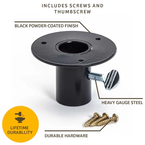 Birds Choice Mounting Flange for 1in Bird Feeder Pole | 3in Steel Disc | 1.0625in Center Opening, includes Thumbscrew and Screws for Secure Post or Deck Mounting