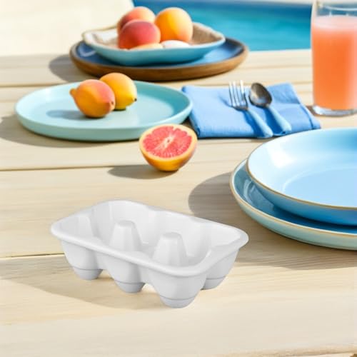 Cabilock Ceramic Egg Tray 6-Compartment Porcelain Egg Holder for Fridge Kitchen Storage and Cooking Organization 6.49X4.33X1.96In