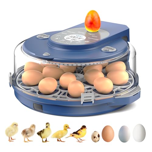 Egg Incubator for Hatching Eggs, 5 Preset Incubation Modes & 1 Custom Mode | Hatch 15 Eggs, Temperature and Humidity Adjustable Function, Automatic Egg Turning for Duck, Chicken, Goose, Pigeon and Quail