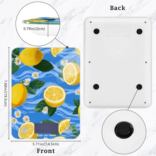 Food Scale Kitchen Scale Food Weight Scales Digital Weight Grams and Ounces Small Electronic Food Scale for Baking Cooking Blue Wave Lemons Daisy - color: Blue Wave Lemons Daisy