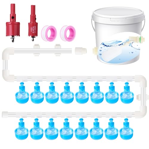 Complete Set Pipeline Automatic Chicken Waterer Cups System with 1/2 PVC Tee Fittings and Other Parts Automatic Poultry Nipple Waterer Chicken Watering Cups for Quail Duck Goose