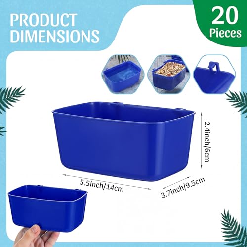 Zhehao 20 Pcs Bird Cage Cups Chicken Feeder Waterer Cups 18 oz Pigeon Feeder Plastic Poultry Wire Cage Hanging Chicken Water Bowl for Pet Bunny Poultry(Dark Blue) - color: Dark Blue