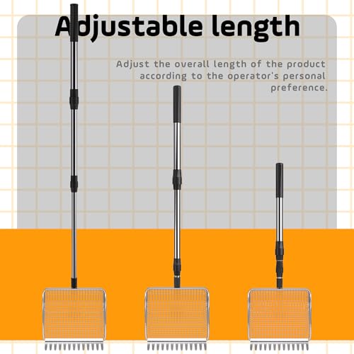 Chicken Poop Scooper for Chicken Coop, Stainless Steel Durable Manure Shovel with Infinitely Adjustable Length Handle, Poultry Cleaning Tool (1-Pack)