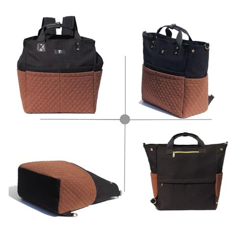 Diaper Tote Bag Totepack Backpack Crossbody Bag 3 in 1 for Women Laptop Backpack Multifunctional with Insulated Pockets - color: Linen Brown