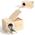 2 Pack 7.9x4.7x4.7 Inches Parakeet Nest Box Natural Wood Bird Nesting Box for Budgie Lovebirds Cockatiel Parrots Mating Aviary