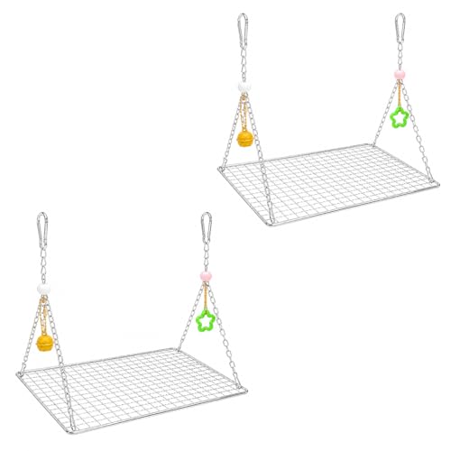 Bird Swing for Parakeets – Stainless Steel Hanging Bird Perch Toy, Fits Bird Cages, Compatible with Budgies, Lovebirds, Cockatiels, Quaker Parrots, Conures, Caiques, Medium Parrots, 11×7 in (Square L) - size: Square L