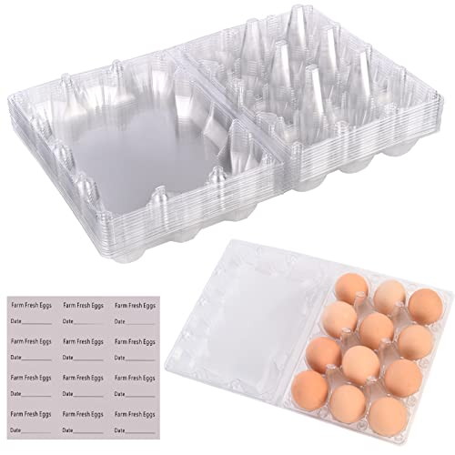 12 Packs Egg Cartons 4x3 Plastic Egg Carton Cheap Bulk 1 Dozen - size: Holds 12 eggs-12Pack