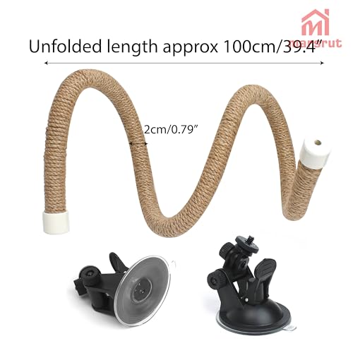 Suction Cup Rope Bird Perch - Bendable Parrot Standing Toy for Climbing & Grinding, Engagement Toys for Window, Bath, Car, Travel, Birdcage Accessories for Small & Medium Bird