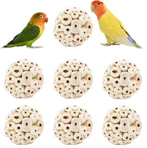 LWINGFLYER 6 Pieces Sola Atta Ball Parrot Biting Toy Bird Chew Accessories Natural Sola Plant Material for Birds, Rabbits, Hamsters and Small Pets.