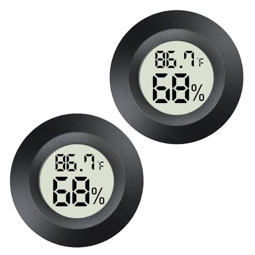 2 Pack Mini Digital Hygrometer Gauge Indoor Thermometer, LCD Monitor Temperature Outdoor Humidity Meter for Greenhouse Jars Incubators Guitar Case, Fahrenheit (℉) or Celsius(℃) - color: Back-2 pack