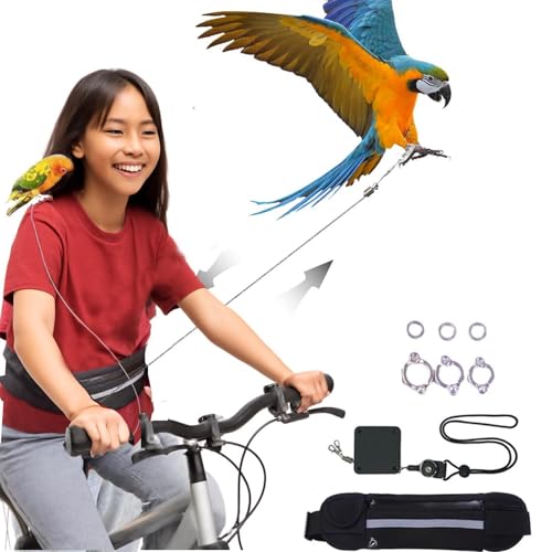 Hands-Free Bird Harnesses Suitable for Cycling and Driving Outdoors and Belts self-retracting Fanny Pack Bird Leash suirtable for Parrots Conures Cockatiels - size: small group