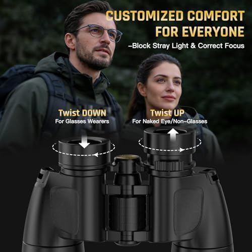 10x50 Binoculars for Adults High Powered Astronomy Binoculars Stargazing | Nitrogen-Filled IPX7 Waterproof Bird Watching Star gazing Long Distance Hunting Cruise Ship Travel Binoculars 10x50 FMC BAK4 - size: 10x50
