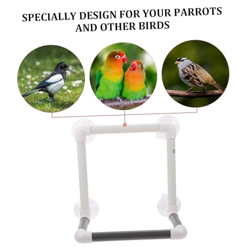 Large Bird Shower Perch for Parrots Wall-Mounted Window Hanging Stand Abs Material Natural Sunlight Access Safe Bathing Plaything for Pet Birds and Parakeets