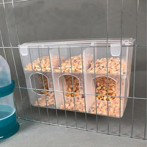 Automatic Pigeon Bird Feeder Water, Plastic Feeder Water Dispenser Drinkers for Cage, No Mess Hanging Parrot Food Feeding, Cage Accessories for Parakeet Quail Bird Chicken (3 Hole-Hook) - size: 3 Hole - Hook