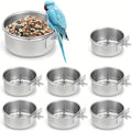 4pcs Stainless Steel Bird Food & Water Bowls with Clamp Holders - 3.9 * 1.7" Durable Cage Feeders for Parrots, Conures, Budgies, Parakeets, Lovebirds - Easy-Clean Pet Bird Feeding Cups