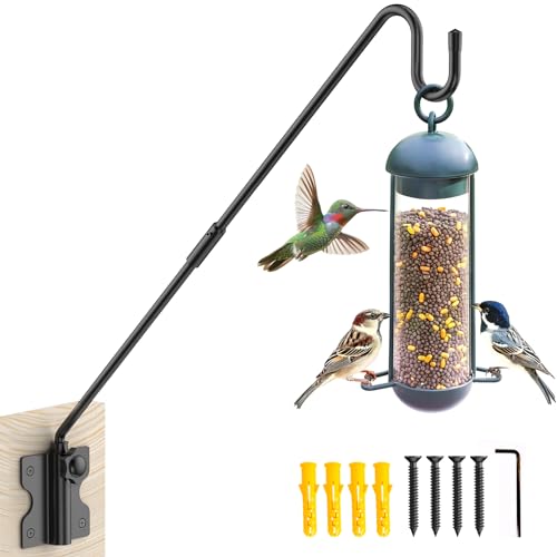 28" Wall Mount Heavy Duty Deck Hook | Powder-Coated Iron Resists Rust | 360° Rotation | Holds 30 Lbs | Ideal for Bird Feeders, Planters, Lanterns & Wind Chimes - size: 28 inches