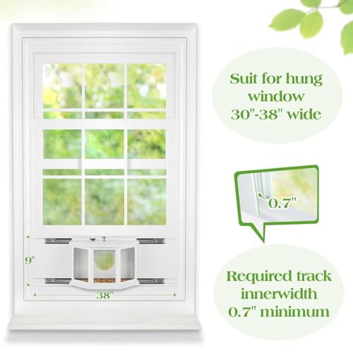 Window Bird Feeder with Secure Locker & Rail Sliding 180° Clear Design Squirrel Proof Bird Feeder for Indoor Window Viewing