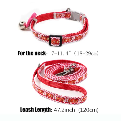 Puppy Collar XS with Bell Leash Set,Basic Puppy Collars Floral Print for XXS Xs Small Cat Pet Animal Litter Tiny Kitten Boy Girls, Blue - color: Blue