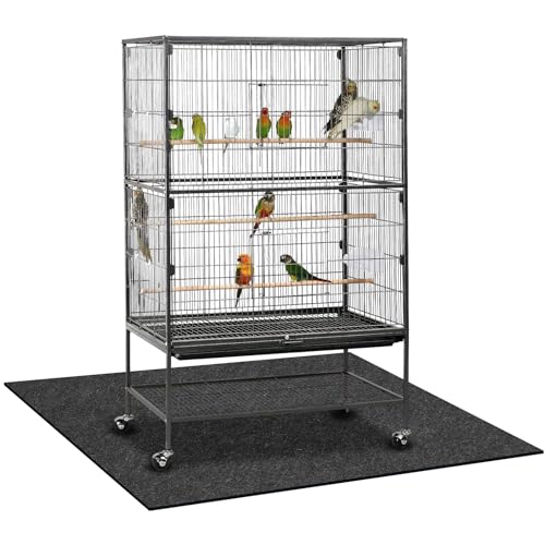 Nuanchu Large Bird Cage Mat, 48 x 36 Inch Under Pet Cage Mat, Absorbent/Waterproof Felt Pad for Bird Cages, Reptile Aquariums, Dog Kennels, with Non-Slip Backing for Hard Floors and Surfaces - size: 48 x 36 Inch