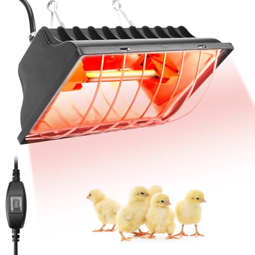 Chicken Coop Heater, Heat Lamp for Chickens, Chicken Coop Heating Lamp Brooder with Two 250W Lamps for Poultry, Livestock & Small Pets