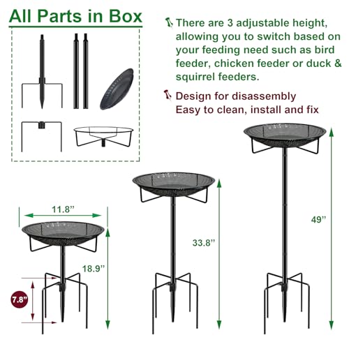 Standing Bird Feeder Tray,11.8" Stainless Steel Large Platform Bird Feeder Mesh Seed Tray with Adjustable Heavy Duty Stand Birds Feeder Pole for Outside Wild Birds in Garden Backyard - size: Stand Bird Feeder Tray