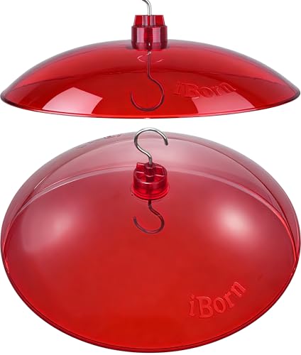 iBorn 13-inch Hummingbird Feeders Baffle, Weather Guard, for Hanging Bird Feeder for Outdoors Rain Guard, Chew-Proof Polycarbonate, Pack of 2, Red - size: 13" Baffle,2 Pack