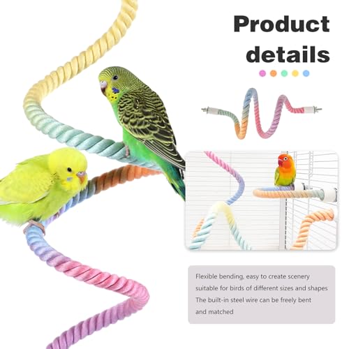 3pcs Bird Cage Climbing Rope Toys, Gradient Colorful Bird Rope Perch Stand, Bendable Cage Climbing Rope, Bird Cage Accessories, Suitable for All Birds (31.4''+31.4''+15.7'') - color: C