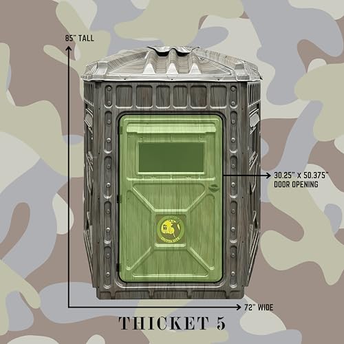 Outta Site Hunting Blind – 4 & 5 Sided High Density Plastic Hunting Blind – 1-2 & 2-3 Person Hard-Sided Ground Blind for Deer, Turkey Hunting – 360 Views – Arctic Snow Camo, Habitat Olive, Thicket Oak - color: Thicket Oak, size: 5 Sided