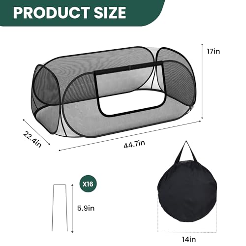 2-Pack Raised Garden Bed Covers, 45" x 22" x 17" Mesh Crop Cage, Pop-Up Plants Cover with 30% Shade Cloth for Seedlings Vegetables Fruits Flowers, Protects Against Birds Animals Pests with 16 Stakes - color: 2pack-black